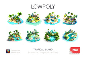 Tropical Island Isometric Low Poly