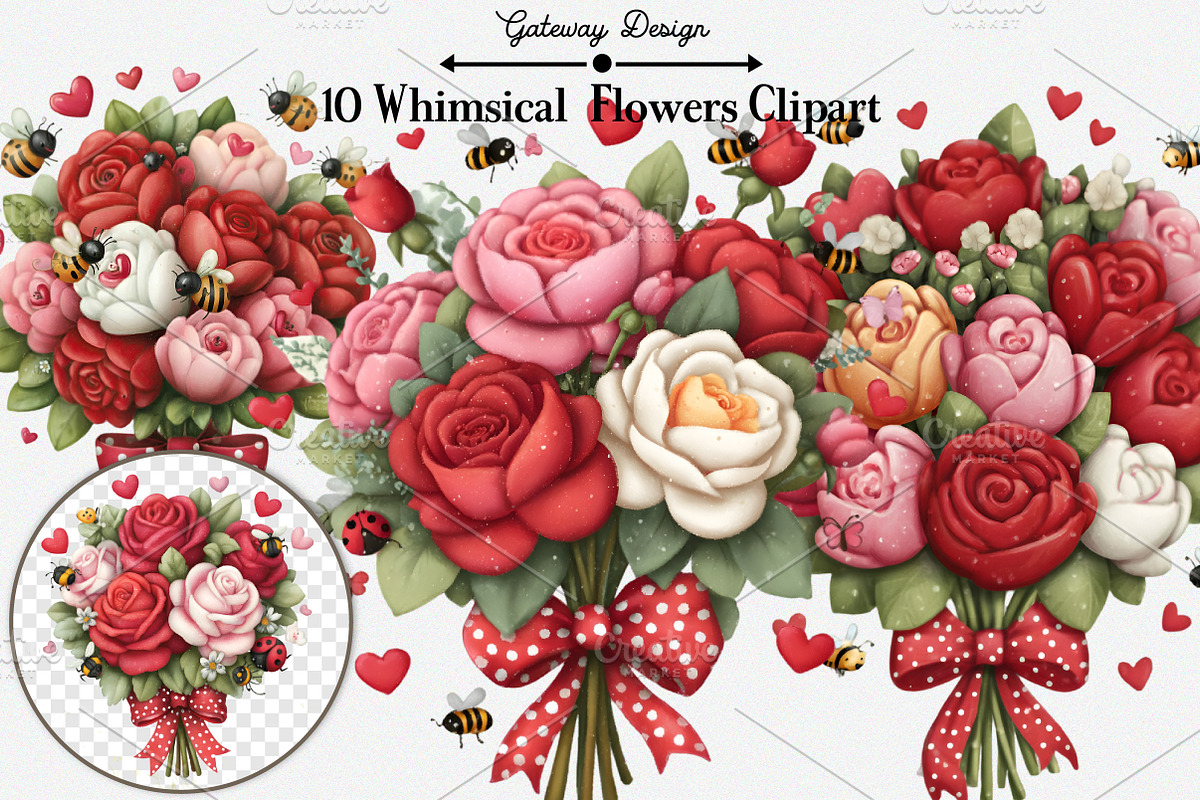 Whimsical Flowers Clipart,Flowers Bu, an Illustration by GatewayDesign (Photo 1 of 5)