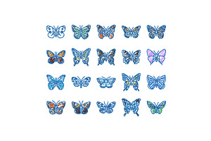 butterfly summer spring insect icons, an Object Illustration by pikepicture
