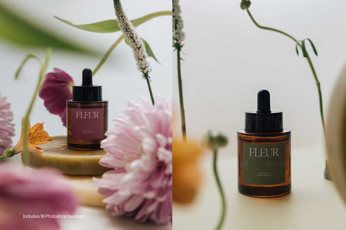 16 Cosmetic Bottle Label Mockups, a Packaging Mockup by Moyo Studio (Photo 13 of 14)