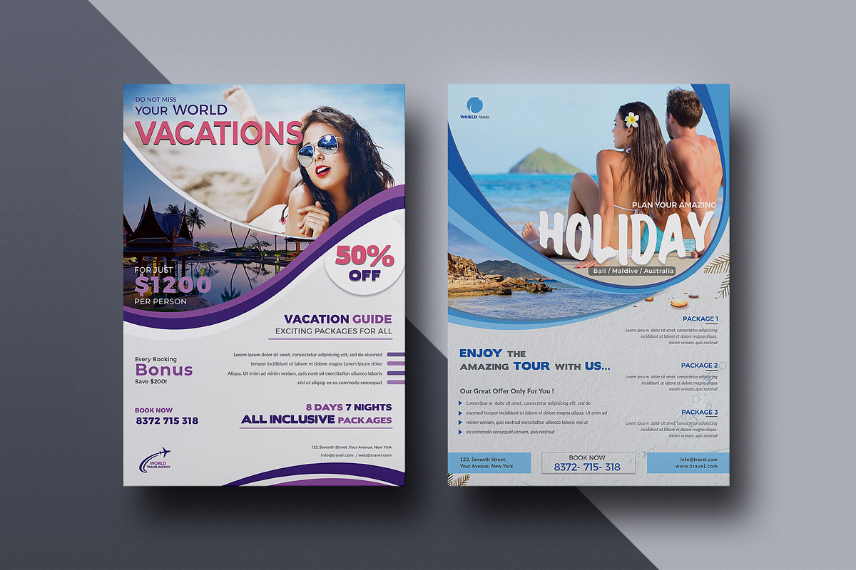 Travel & Tour Agency Flyer Bundle, a Flyer Template by ThemeDevisers (Photo 3 of 6)