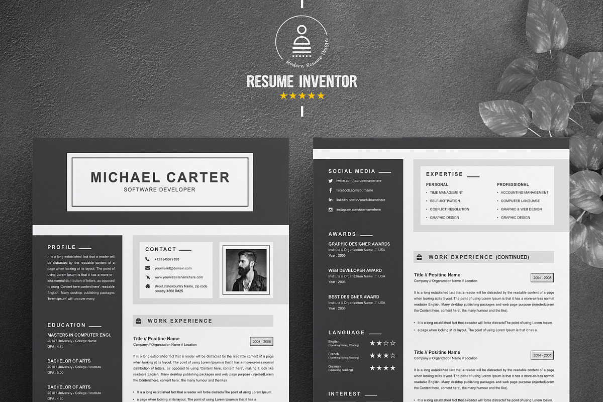 Resume, a Resume Template by ResumeInventor (Photo 2 of 6)