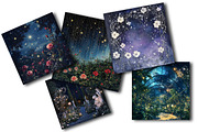 Magical Celestial Garden Backgrounds, an Illustration by OK Design (Thumbnail 3 of 3)