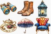 Watercolor Victorian Clipart Bundle, an Illustration by Canvas Craft (Thumbnail 3 of 8)