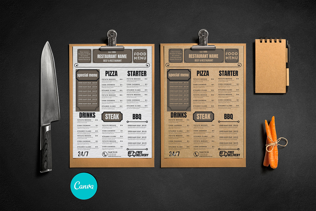 Vintage Food Menu Template, a Flyer Template by iloveTemplate (Photo 1 of 2)
