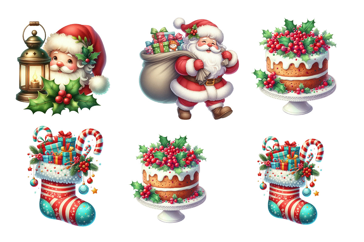 Watercolor Classic Christmas PNG, an Illustration by SinaCreation (Photo 2 of 7)