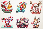 Quirky Santa & Reindeer Christmas Cl, an Illustration by RobertsArt (Thumbnail 2 of 7)