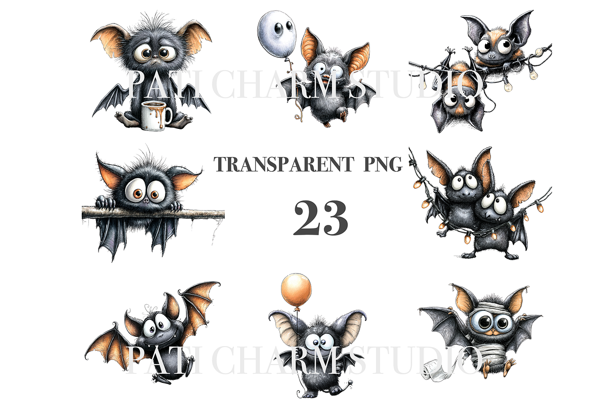 25 Quirky Bat Clipart, an Animal Illustration by Pati Charm Studio (Photo 3 of 8)