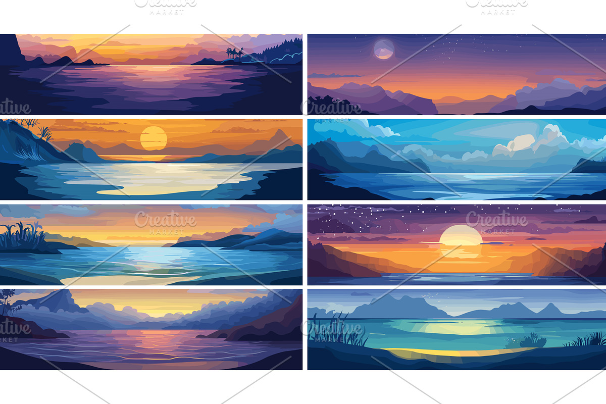 Ocean coast cartoon vector, an Illustration by Onyx