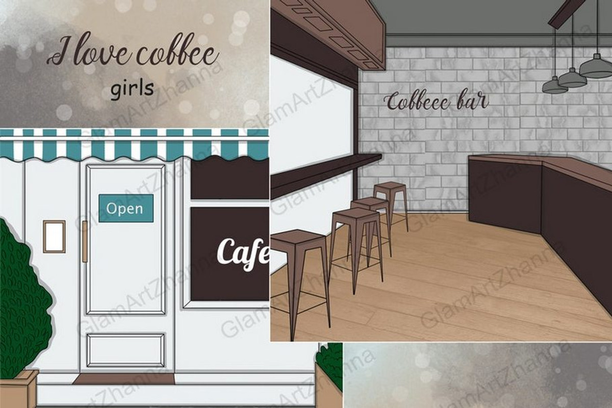I Love Coffee Scene, a Food Illustration by GlamArtZhanna (Photo 1 of 3)