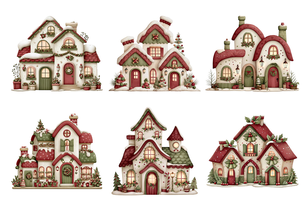 Whimsical Christmas House Clipart, a Seasonal Illustration by Creative Art (Photo 6 of 7)
