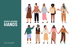 People group holding hands together, a Person Illustration by PaperTrident