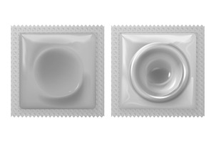 Realistic Condom In Pack. Latex