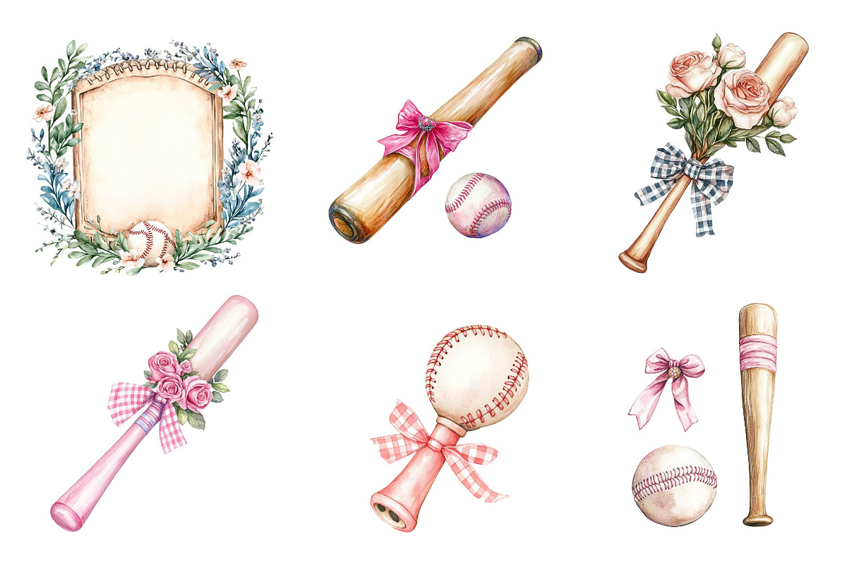 Coquette Baseball Clipart, an Illustration by CreationArt (Photo 2 of 5)
