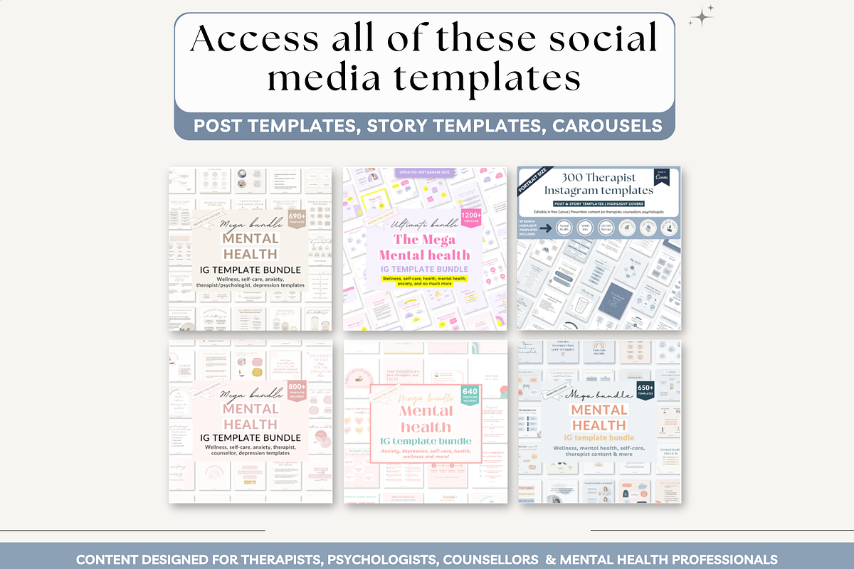 Mental health bundle Canva template preview 2