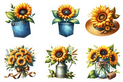 Watercolor Summer Sunflower Clipart, an Illustration by Watercolor design (Thumbnail 3 of 4)