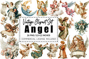 Vintage Angel Clipart Set PNG, a Graphic by CitraGraphics (Thumbnail 1 of 4)