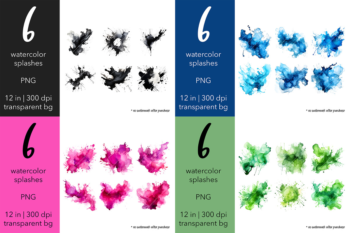 Splashes watercolor clipart bundle, an Object Graphic by MariiaVD (Photo 4 of 4)