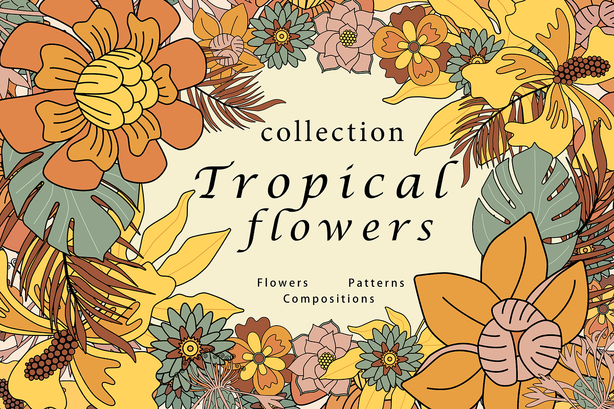 Tropical Flower Pattern Retro Summer, a Pattern Graphic by Trendingdigital (Photo 1 of 21)