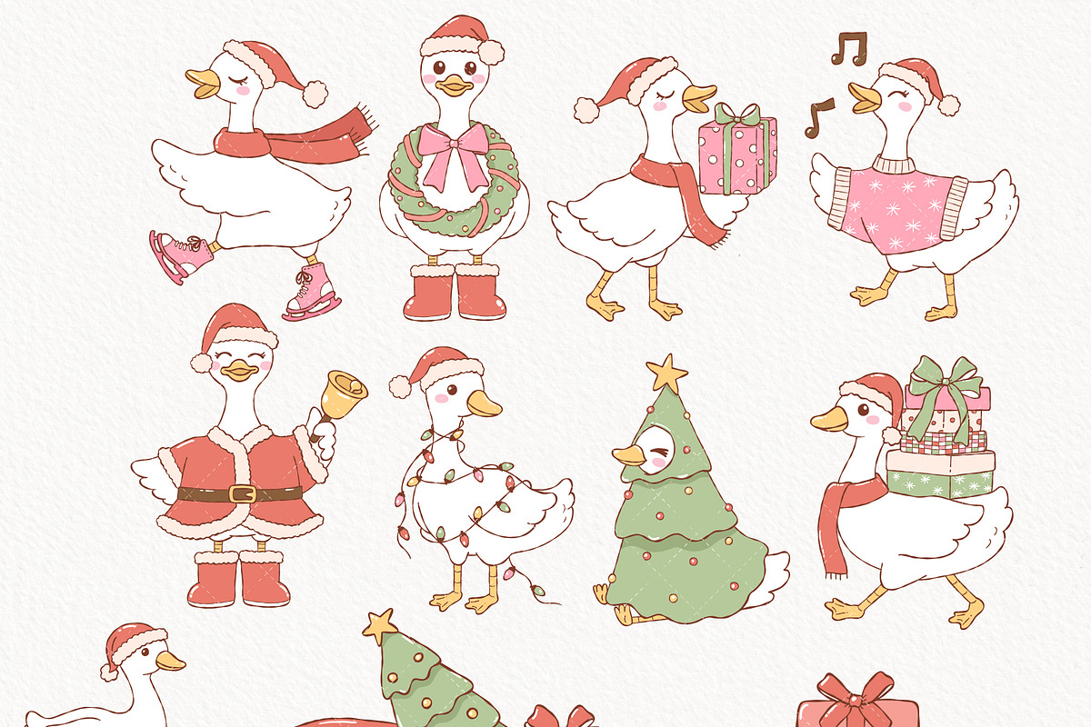 Christmas Goose Clipart Bundle, an Animal Illustration by TitaLivingArt (Photo 3 of 9)