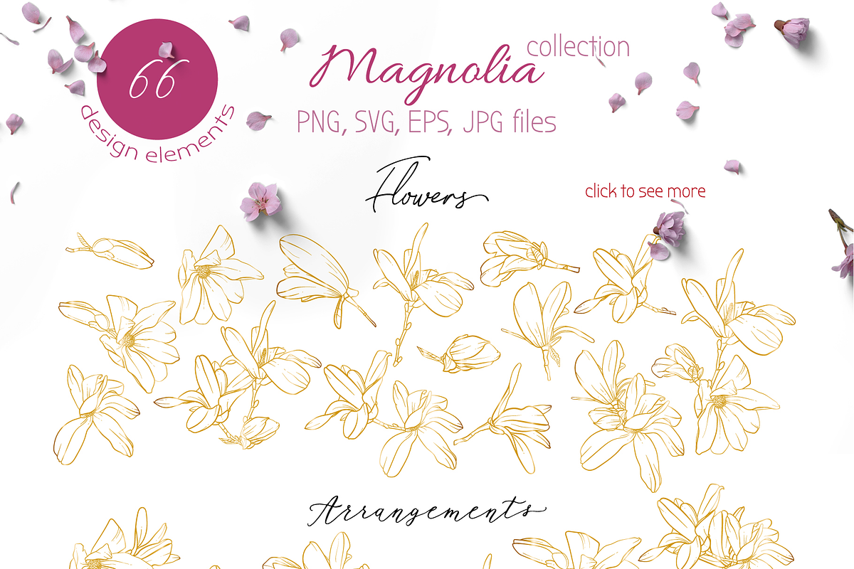 Magnolia Floral Design Pack, a Texture Illustration by JuDesign (Photo 2 of 16)