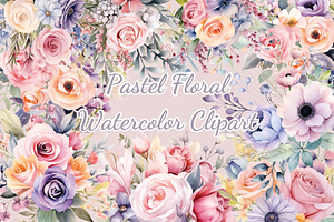 Pastel Flowers Watercolor Clipart