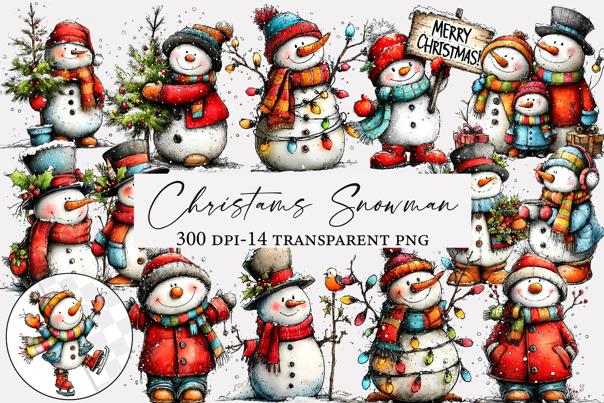 Christams Snowman clipart, an Illustration by Designworld (Photo 1 of 5)