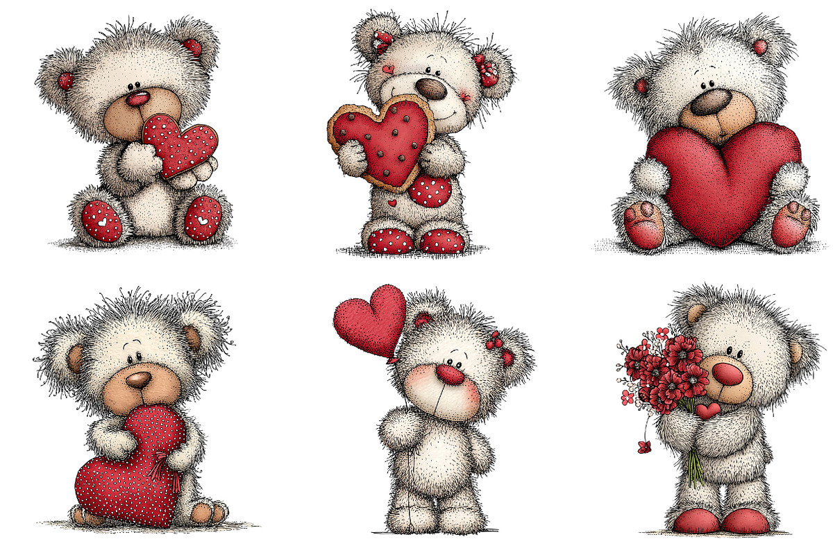 Valentine's Teddy Bear Clipart, an Illustration by Dream Creation (Photo 6 of 8)