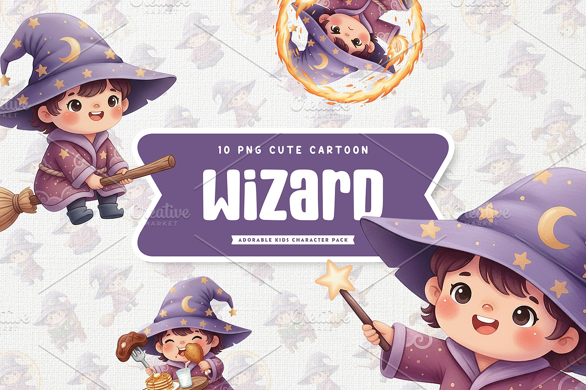 Whimsical Wizard Cute Kids, a Person Illustration by Gohsantosa (Photo 1 of 4)