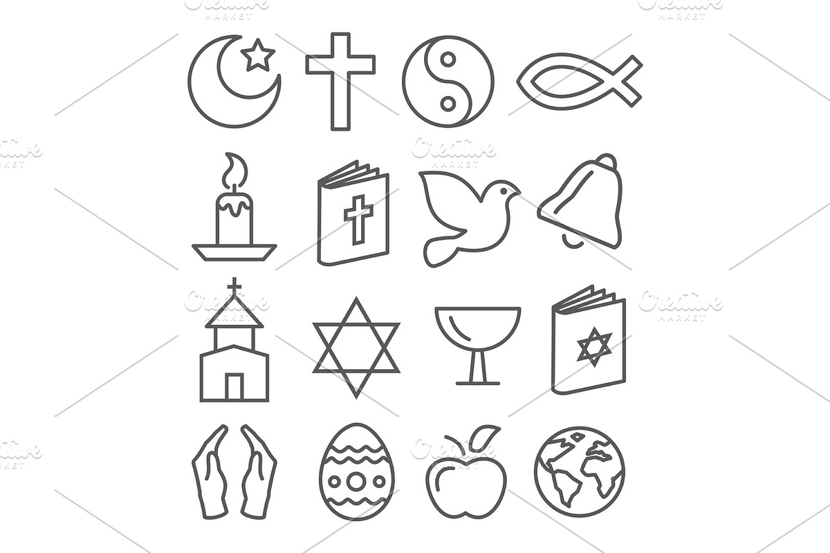Religion Line Icons, an Outline Icon by IhorZigor