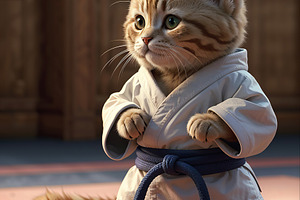 Kitten Wearing Judo Suit, an Animal Photo by Hamza067