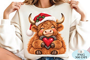 Christmas Highland Cow Heart PNG, a Seasonal Illustration by Daily.Designs (Thumbnail 2 of 5)