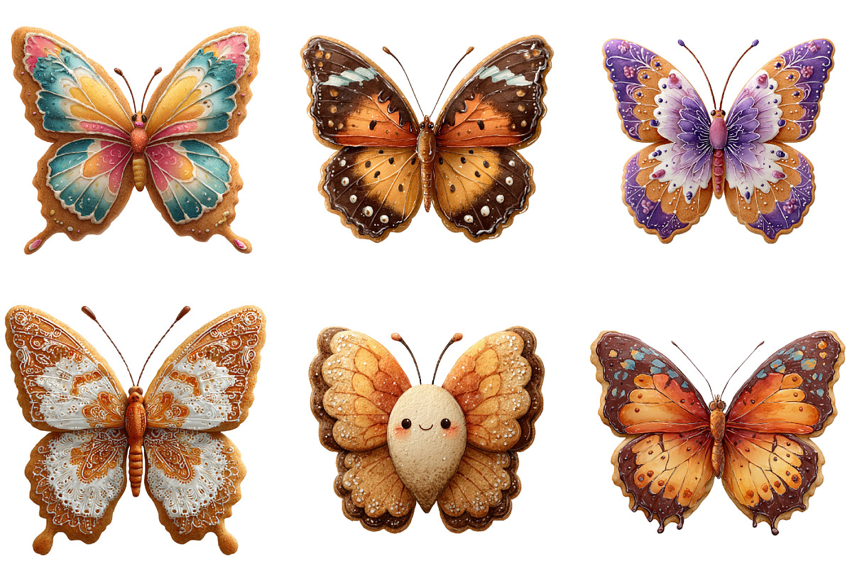 Gingerbread Cookie Butterfly Clipart, an Illustration by DreamArtGraphic (Photo 5 of 5)