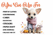 Cute Whimsical Watercolor Fall Dog, a Seasonal Illustration by CreationArt (Thumbnail 5 of 7)