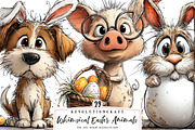 Whimsical Easter Animals Clipart PNG, an Illustration by OK Design (Thumbnail 1 of 6)