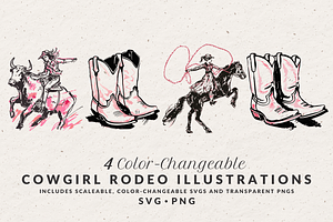 Hand Drawn Cowgirl Illustrations