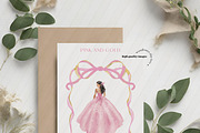 Pink And Gold Princess Clipart, an Illustration by Sunflower Day Love (Thumbnail 4 of 4)