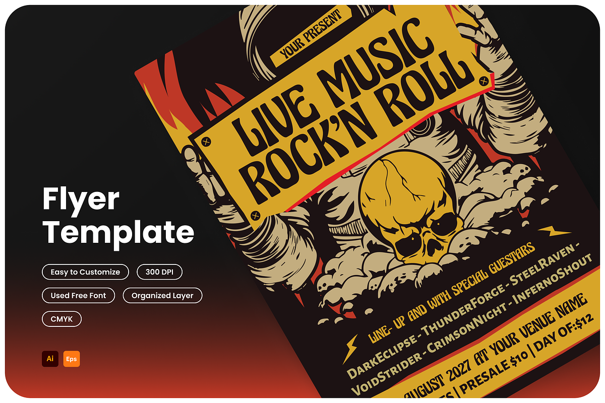 Live Music Rock n Roll Flyer, a Flyer Template by Annora Studio (Photo 1 of 4)