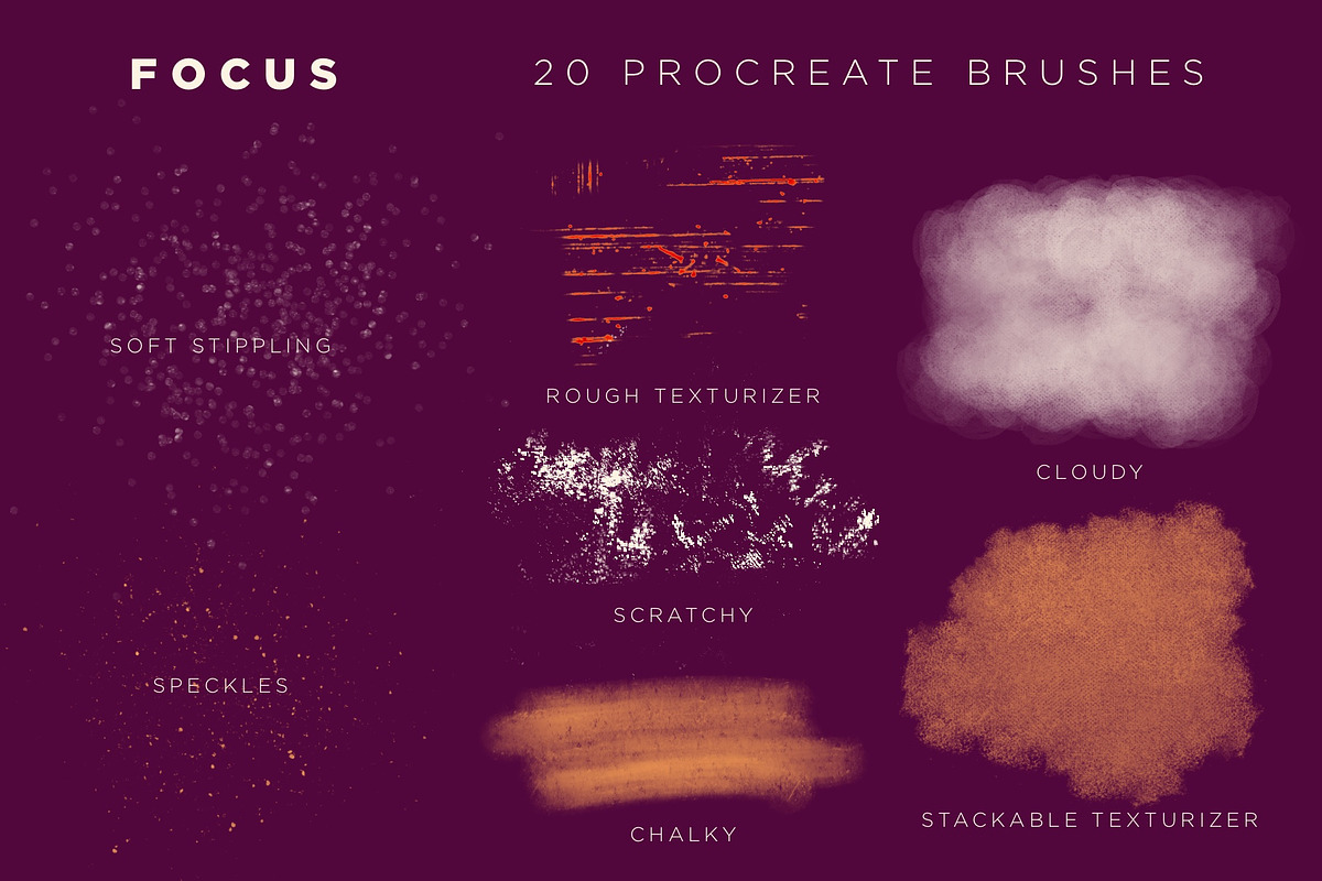 Focus Procreate Brushes, a Brush Add-On by LuOtero (Photo 3 of 5)
