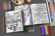 Zen Gardens Coloring Pages (Adults), a Decorative Illustration by MuzaArtStudio (Thumbnail 3 of 4)