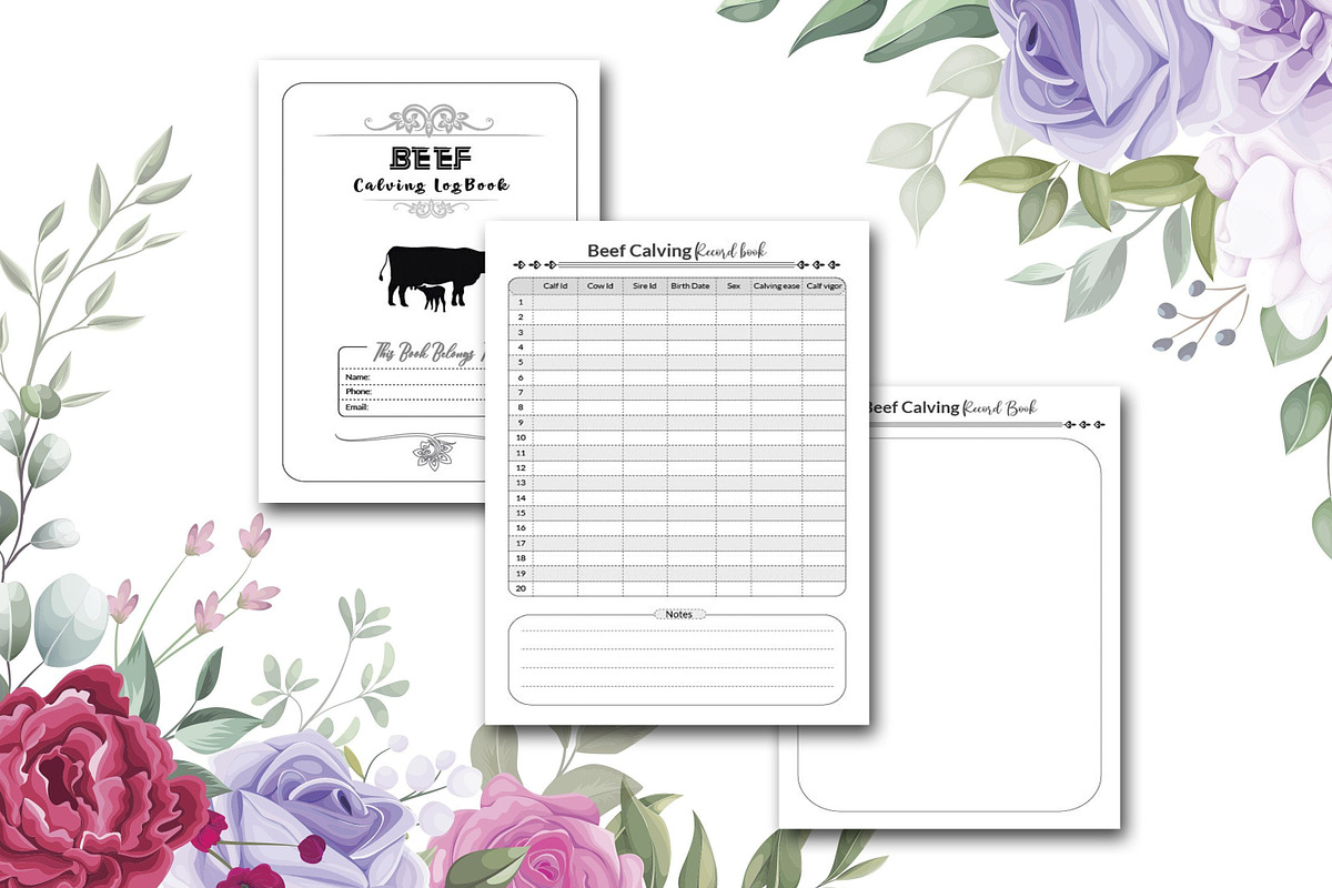 Beef Calving Log Book, a Stationery Template by design_hut