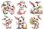Cute Easter Day Bunny Watercolor Cli, an Illustration by Designworld (Thumbnail 4 of 4)