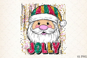 Jolly Santa Brushstroke Glitter Png, an Illustration by Libby Wishes