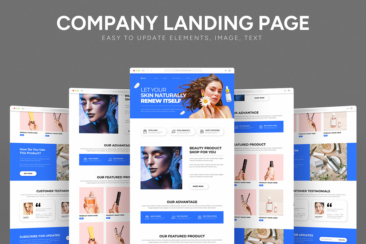 Beauty Product Landing Page, an UI Kit Template by CreativeShaper (Photo 1 of 6)