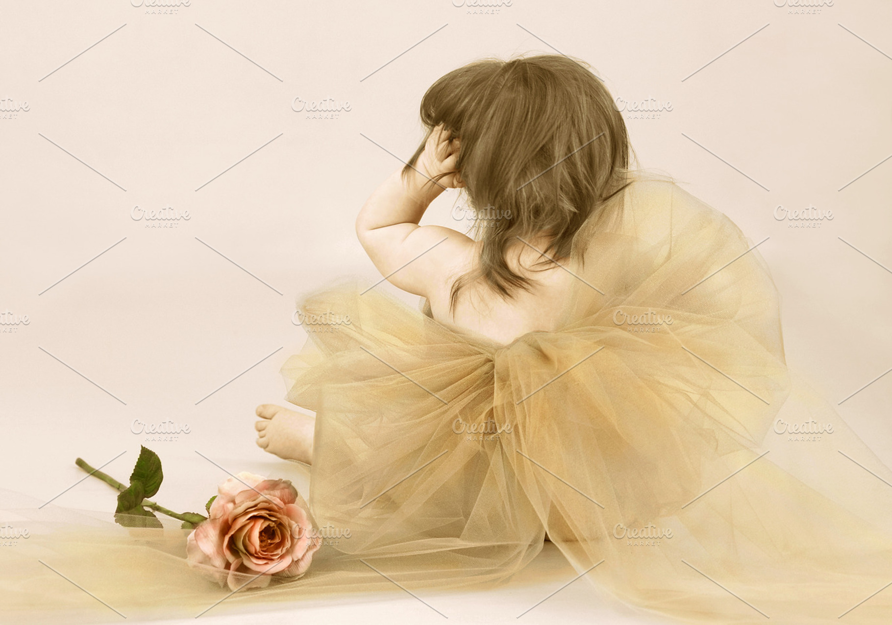 Girl with Rose and Chiffon Bow, a Person Photo by Carolyn Sandstrom Art