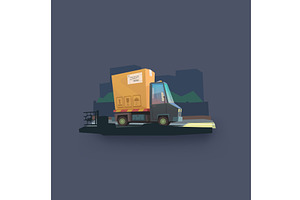cartoon post dark truck delivering, a Transportation Illustration by IfH