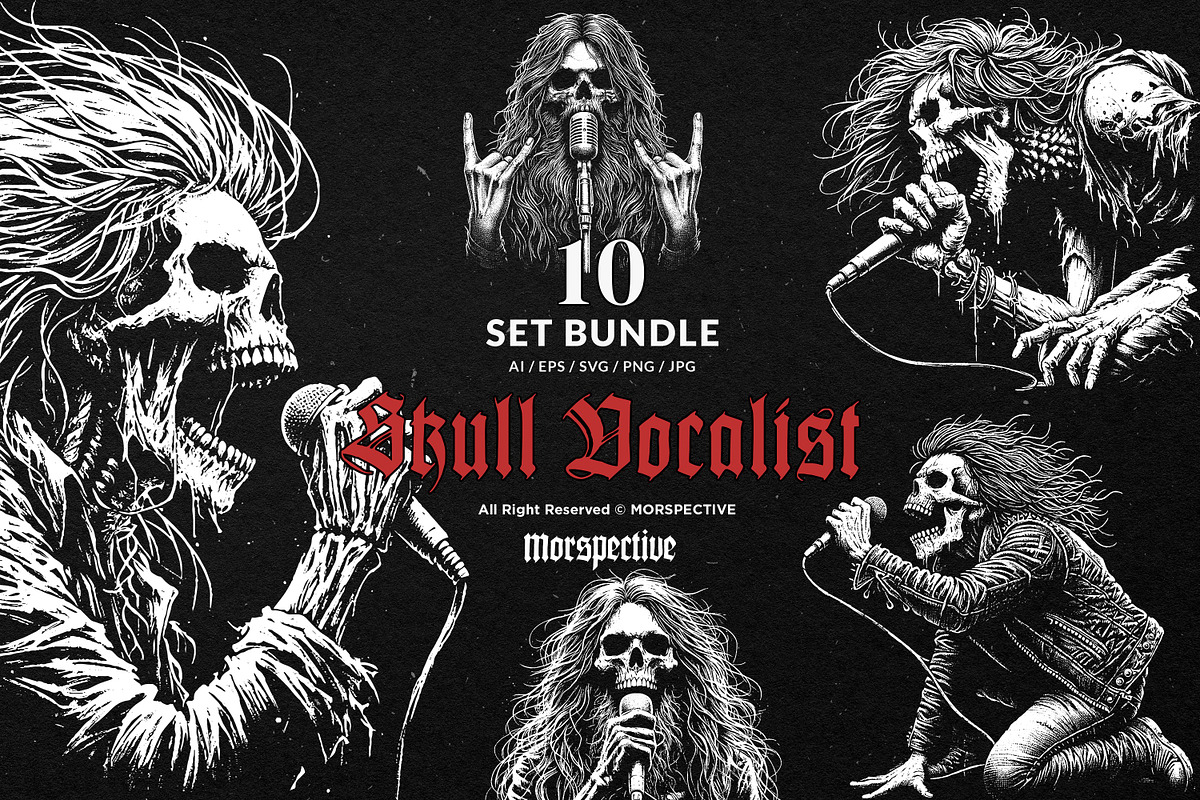 10 Bundle Dark Art Skull Vocalist, an Illustration by Morspective (Photo 1 of 7)