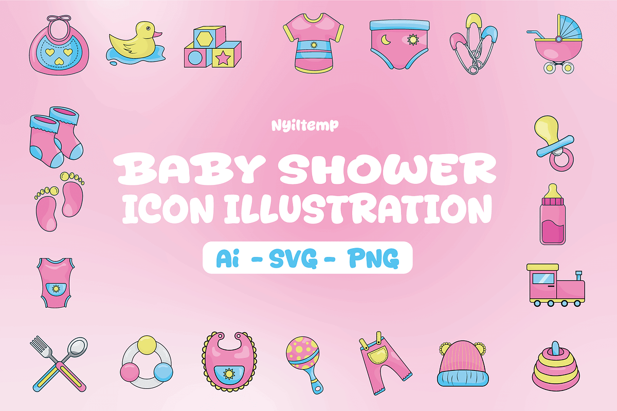 Baby Shower Icon Illustration, a Solid Icon by nyilstudio