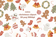 Retro Christmas Clipart Bundle, a Seasonal Illustration by tchastudio (Thumbnail 1 of 5)