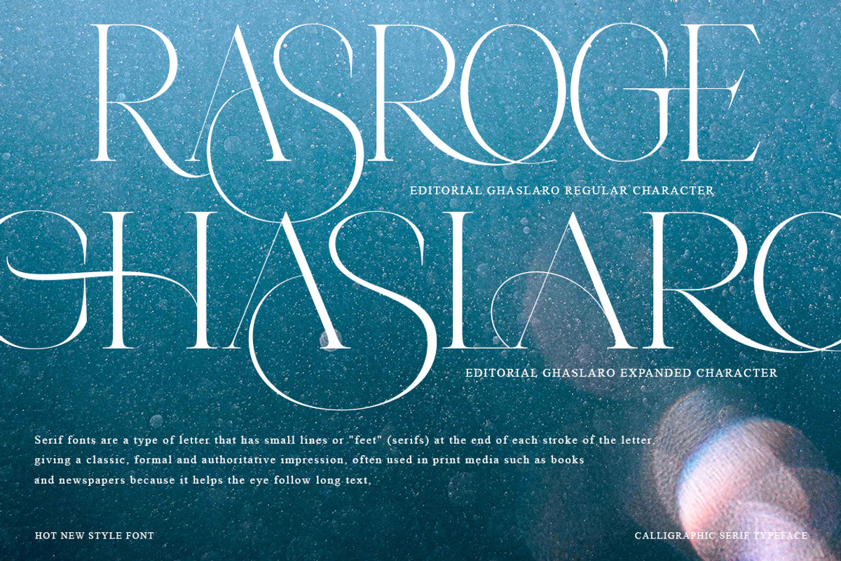 Editorial Ghaslaro | 7 Font Style, a Serif Font by IM Studio (Photo 4 of 12)